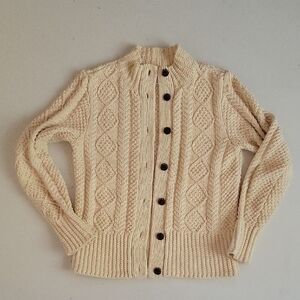 L.L. Bean Cream Cable Knit Cardigan